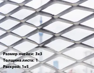 Сетка ЦПВС цельнометаллическая 3х3 s=1 Раскрой: 1х5